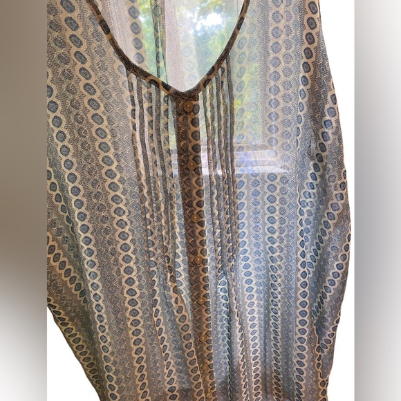 RVCA Sheer Long Sleeveless Button Down Top Or Cover Up Over Swimsuit/ Leggings - Picture 8 of 13
